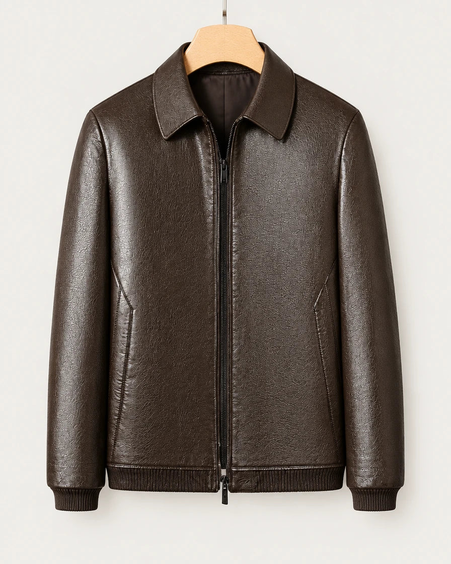 Teresopolis Men's Brown Leather Jacket, view 1