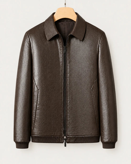 Teresopolis Men's Brown Leather Jacket, view 1