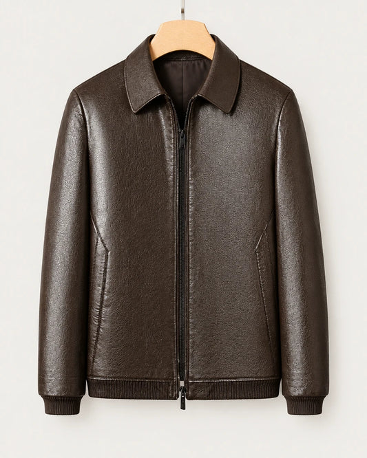 Teresopolis Men's Brown Leather Jacket, view 1