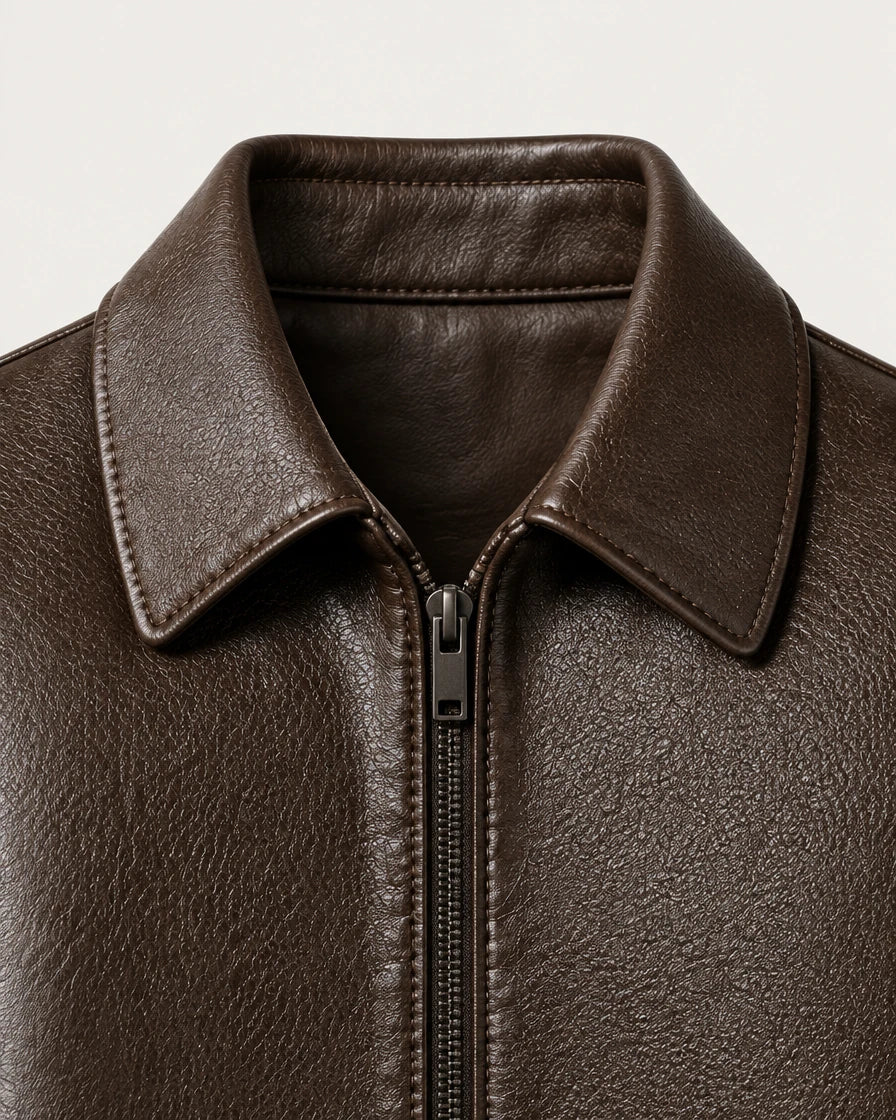 Teresopolis Men's Brown Leather Jacket, view 2